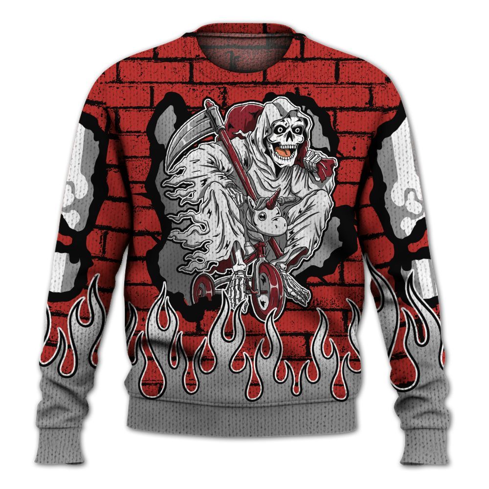Knitted Sweater To Match Bred Reimagined 4s - Self Make Skeleton Crashed