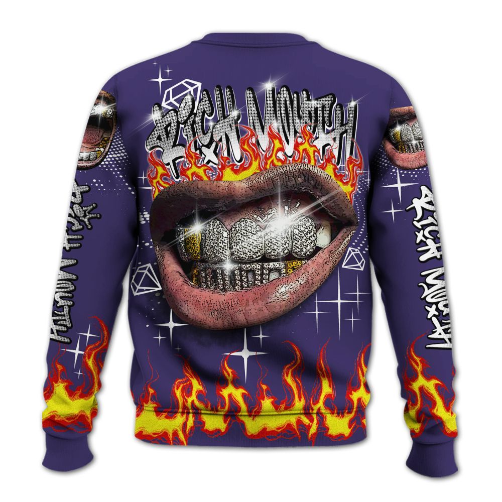 Sweatshirt To Match Retro Court Purple 13s - Rich Mouth Fire Rap Retro 90s All Over Print