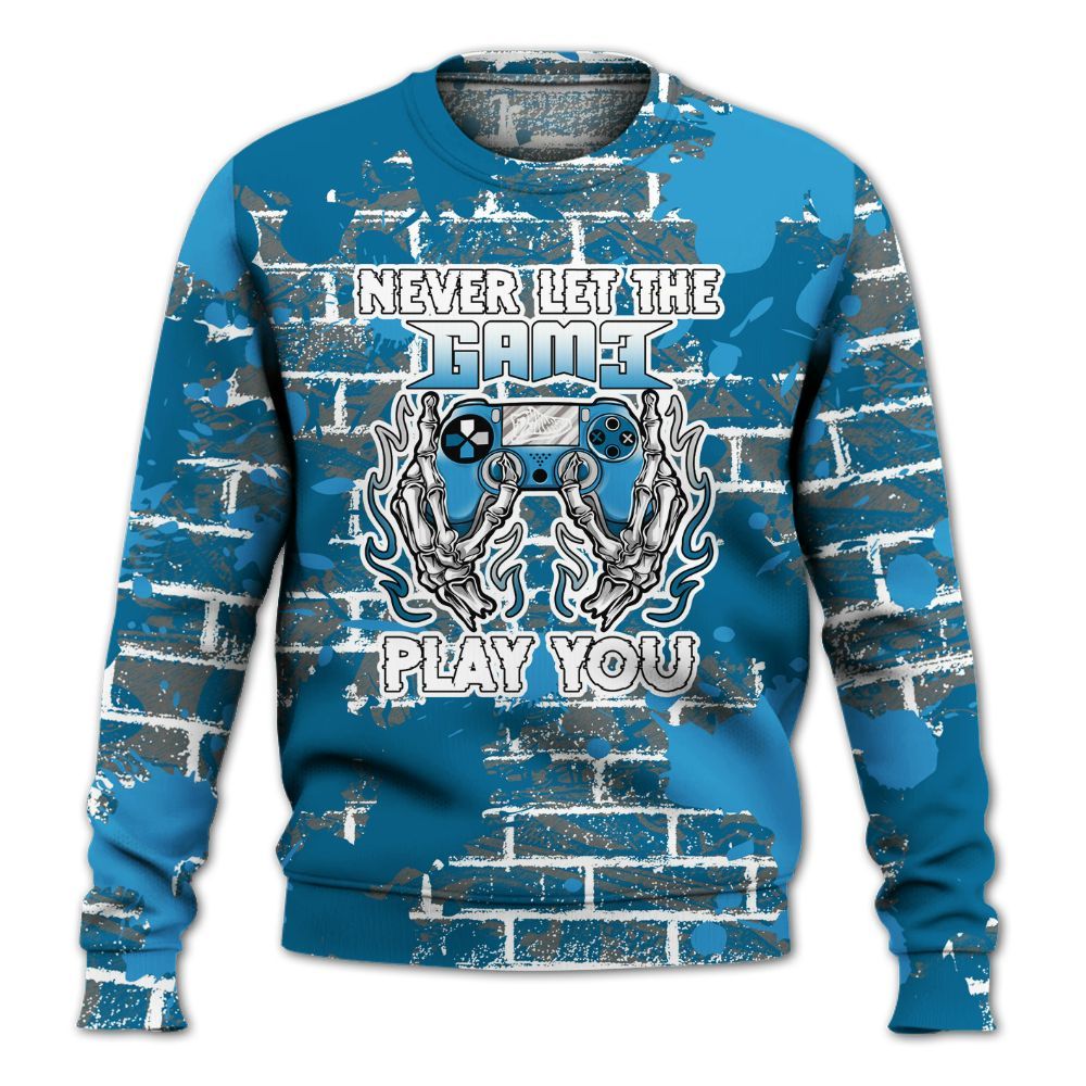Sweatshirt To Match Powder Blue 9s - PlayGame Skull Brick All Over Print