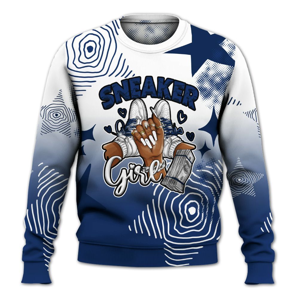 Sweatshirt To Match High OG Deep Royal Blue 1s - Sneakerz Girlz Unique Starz All Over Print