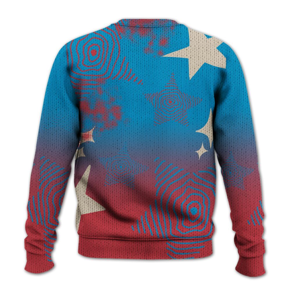 Knitted Sweater To Match High OG University Red Dark Powder Blue 1s - Sneakerz Girlz Unique Starz