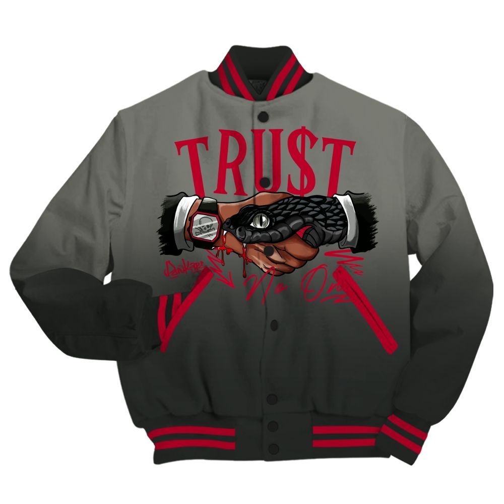 Varsity Jacket To Match Shadow 2025 10s - Trust No One Drip All Over Print