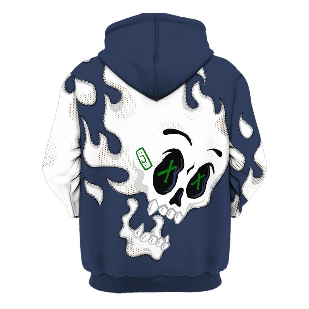 Hoodie To Match Midnight Navy 13s - All Hustle No Lucky Skull All Over Print