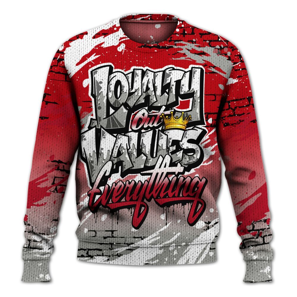 Knitted Sweater To Match Air Griffey Max Gray Reds 1s - Values Of Loyalty Drip