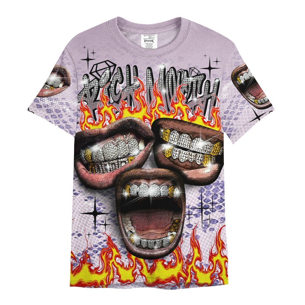Shirt To Match Air Force 1 Low Purple Snake - Rich Mouth Fire Rap Retro 90s All Over Print