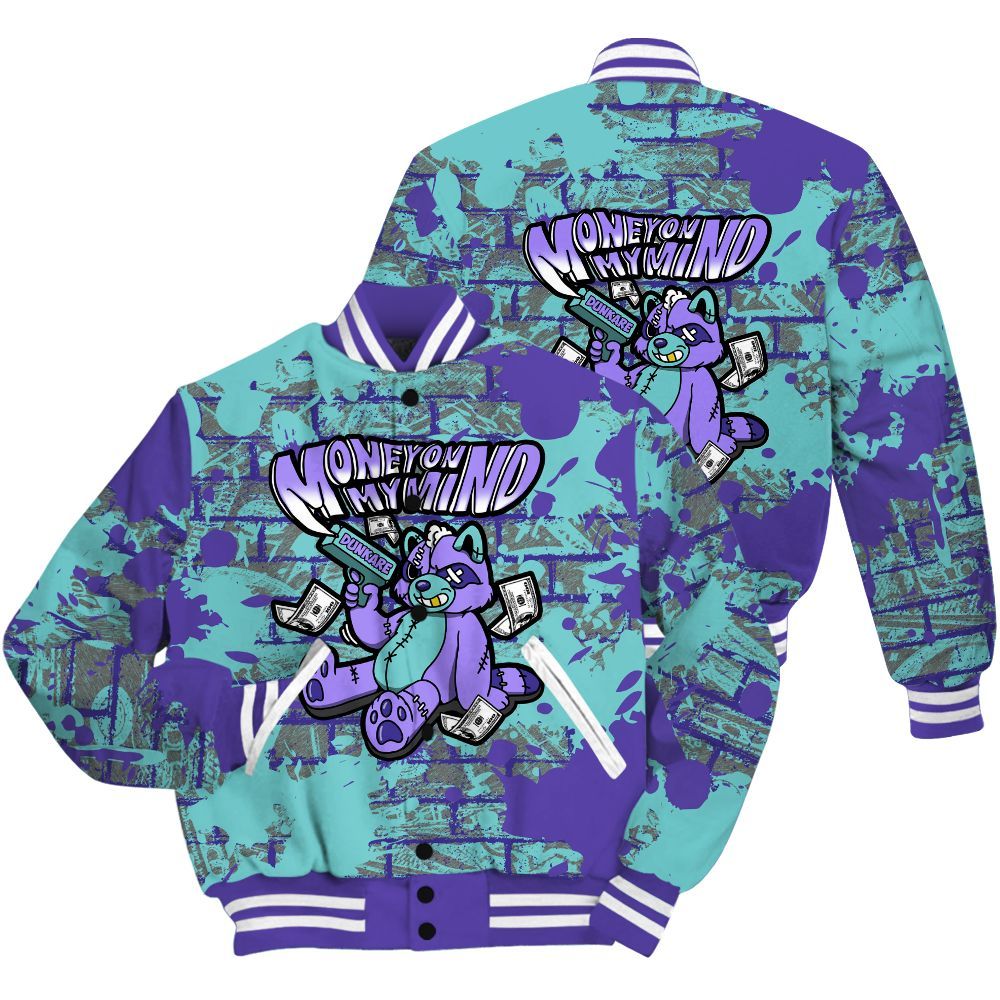 Varsity Jacket To Match Low Hornets 1s Shirt - Money On My Mind Raccoon Brick All Over Print