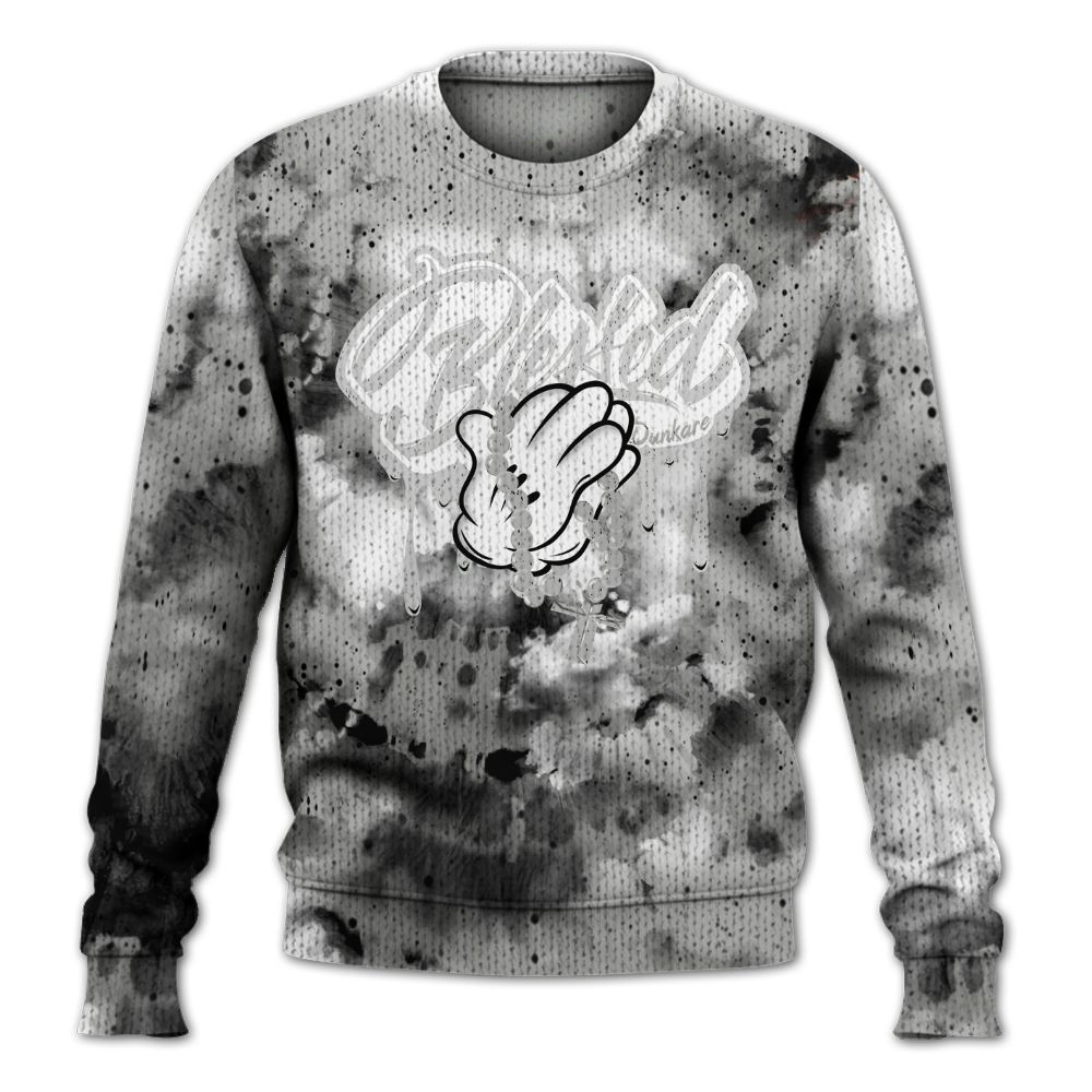 Knitted Sweater To Match Retro White Oreo 4s - God Blessed Tie Dye