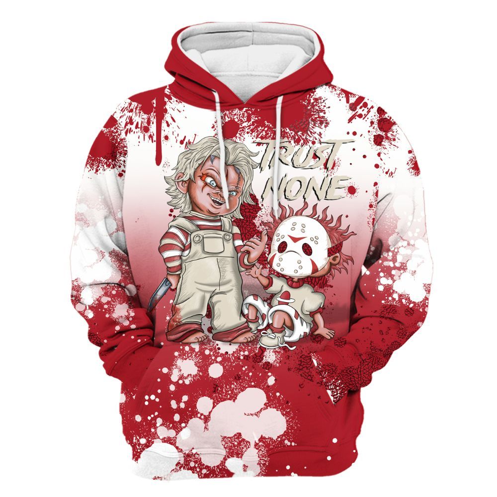 Hoodie To Match Mid Red Cracked Leather 1s - Trust No One Scary All Over Print