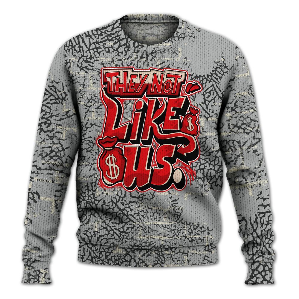Knitted Sweater To Match Cement Grey 3s - Dislike Us Graphic Street Art