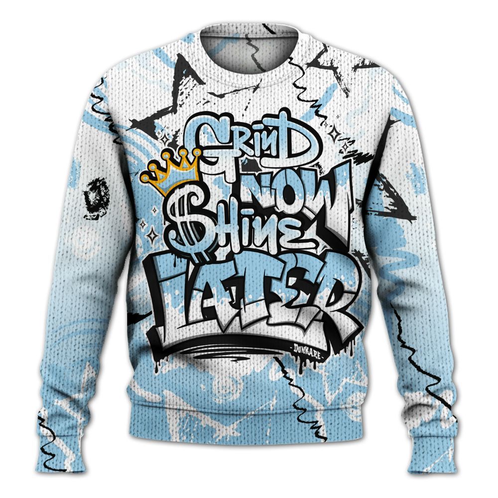 Knitted Sweater To Match Legend Blue 11s - Grind Shine Later Drip