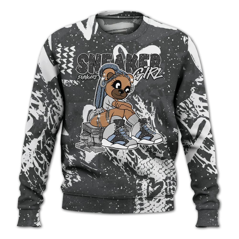 Sweatshirt To Match Reverse Black White 6s - Sneaker Girl Bear Heart Grunge All Over Print