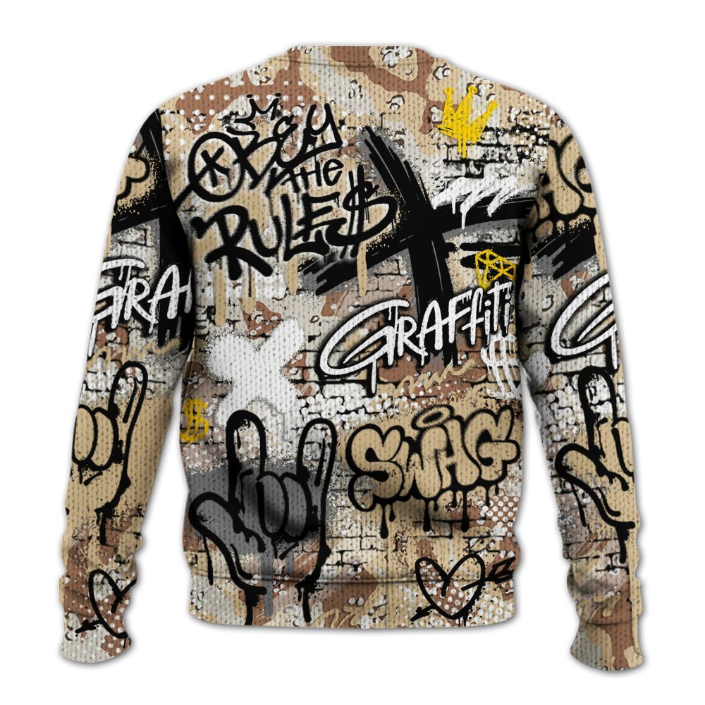Knitted Sweater To Match Desert Camo 3s - True It Real Graffiti Streetwear