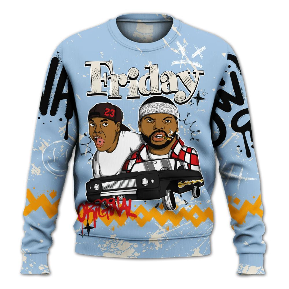 Sweatshirt To Match Retro High OG Pale Ivory Psychic Blue 1s - Friday Sneaker Crayon All Over Print