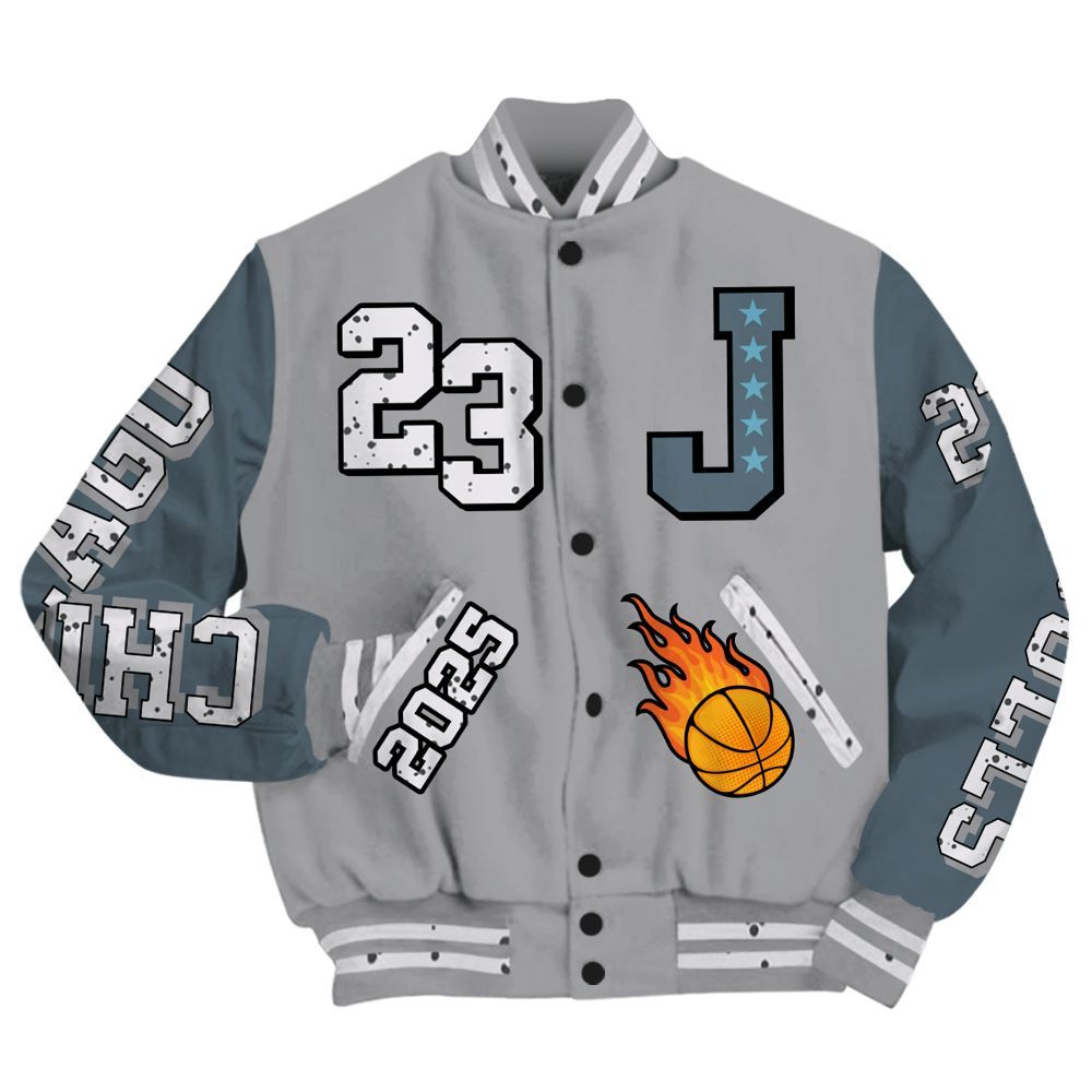 Varsity Jacket To Match Retro Light Graphite Wolf Grey 5s - Chicago 23 Basketball All Over Print