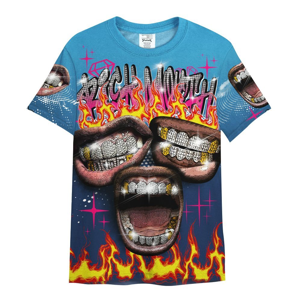 Shirt To Match Air Max 180 University Blue - Rich Mouth Fire Rap Retro 90s All Over Print