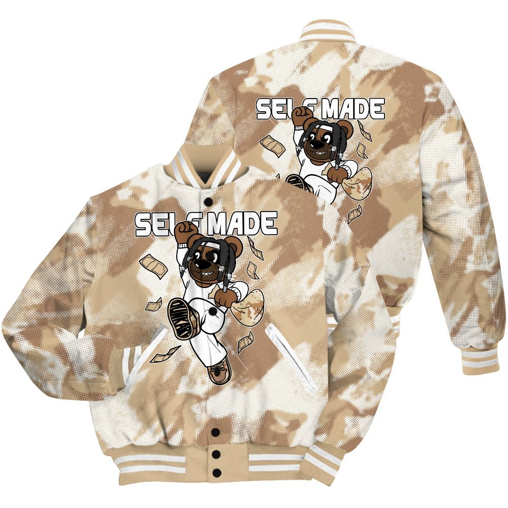 Varsity Jacket To Match Desert Camo 3s Shirt - Autonomous Bear Abstract Halftone All Over Print