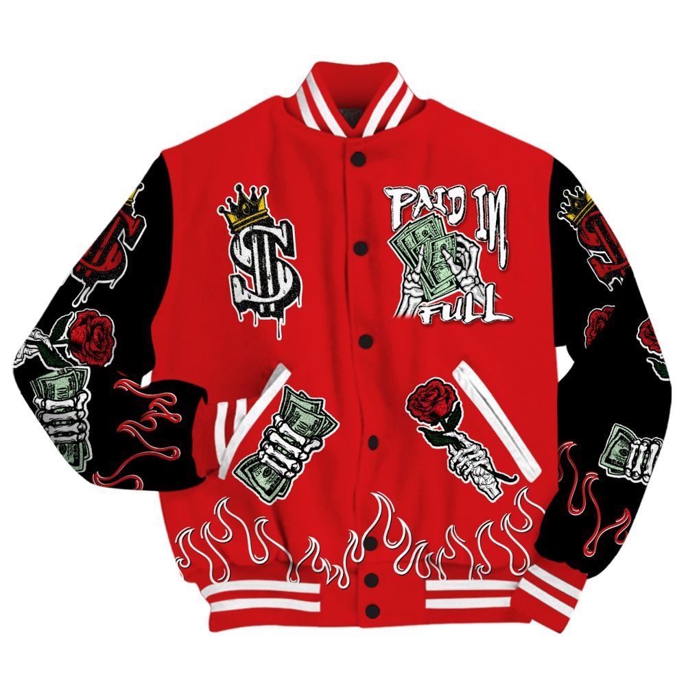 Varsity Jacket To Match Low Bred 11s - Fire Everybody Paid In All Over Print
