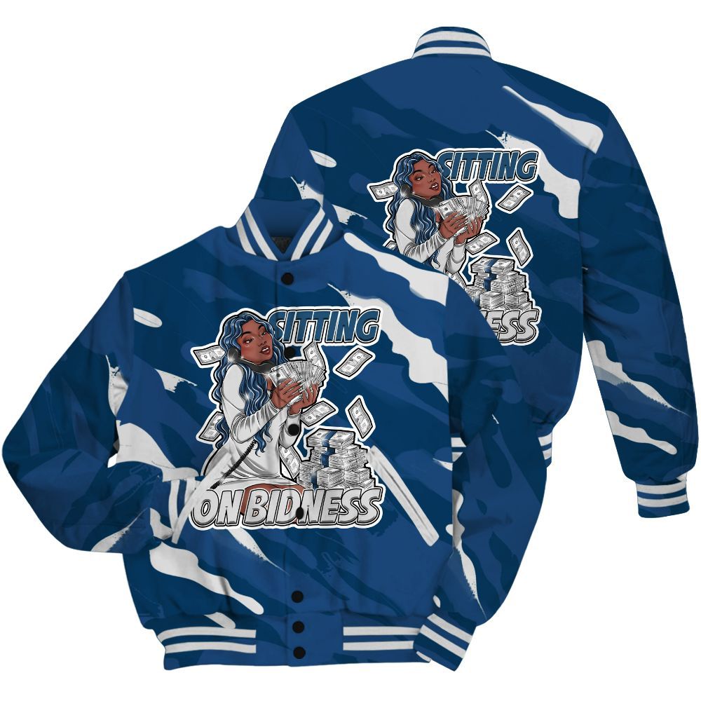 Varsity Jacket To Match High OG Midnight Navy 1s Shirt - Bidness Colored All Over Print