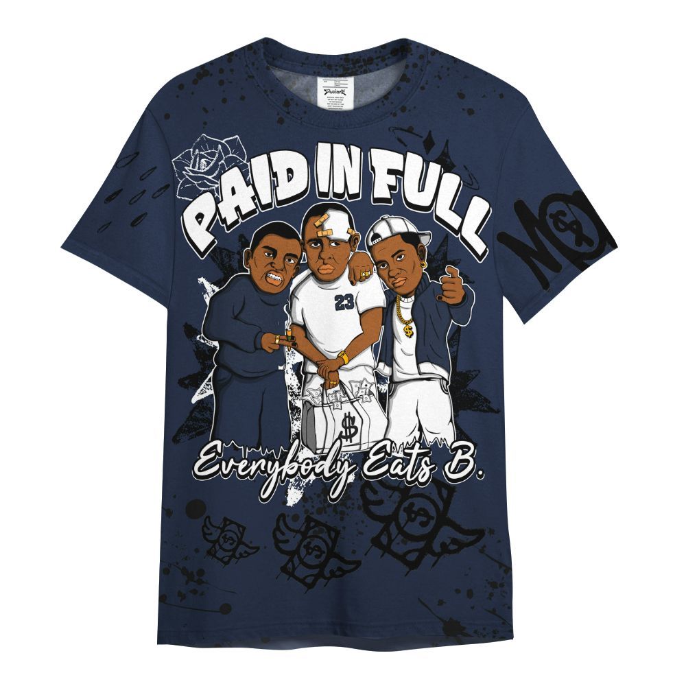 Shirt To Match Dunk Low White Midnight Navy - Everybody Paid In Full Crayon All Over Print