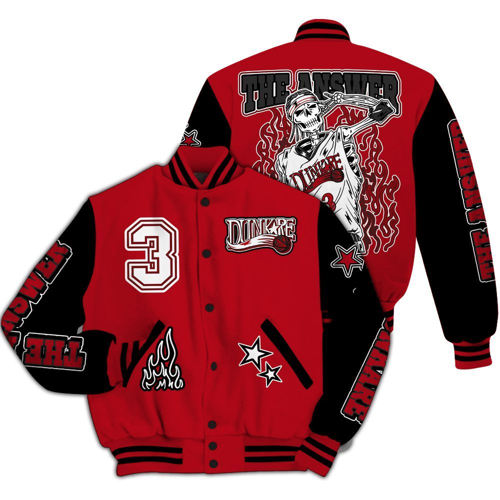 Varsity Jacket To Match Bred Velvet 11s - Allen Answer Skeleton All Over Print