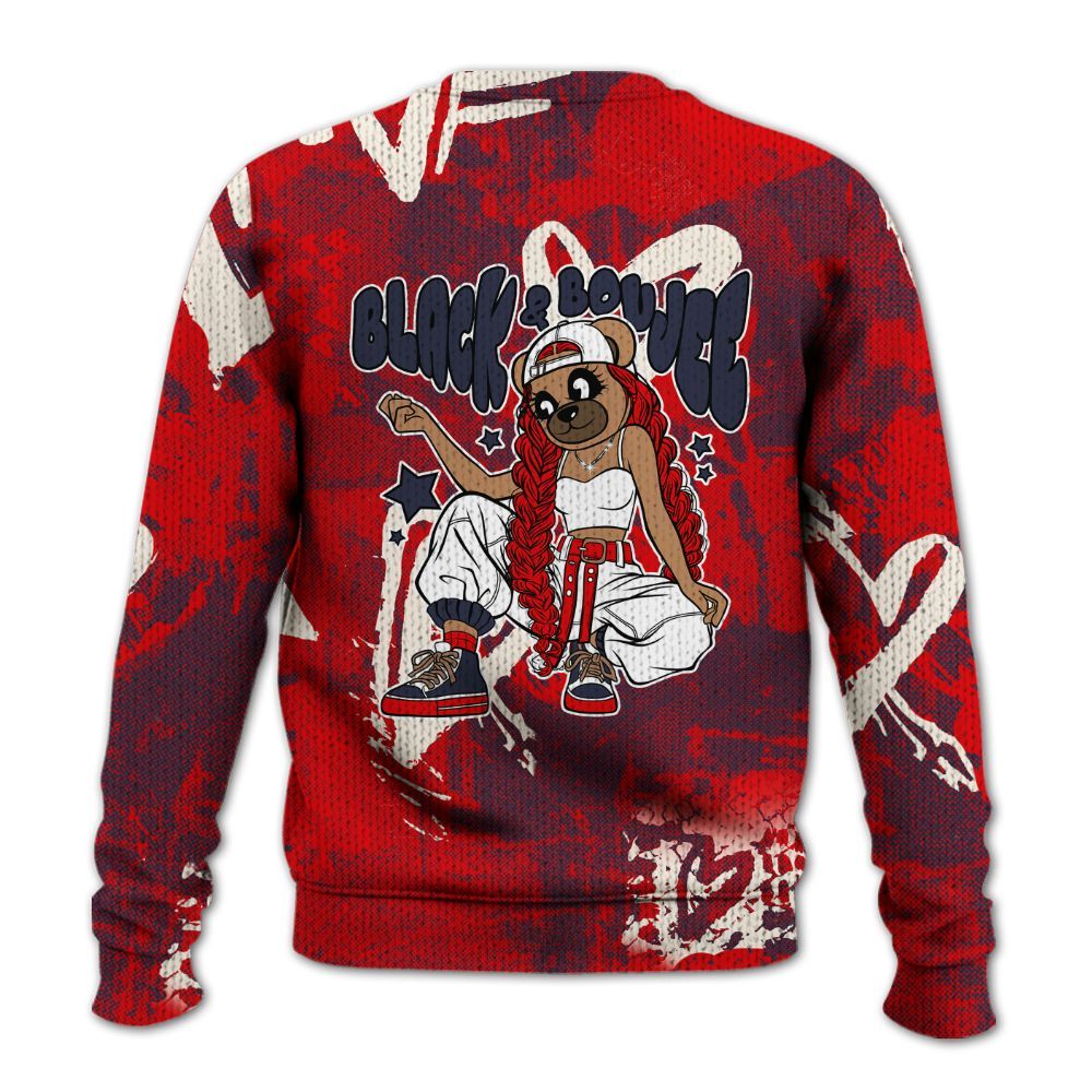 Knitted Sweater To Match Low OG Howard University 1s - Boujee Girls Bear Heart Grunge