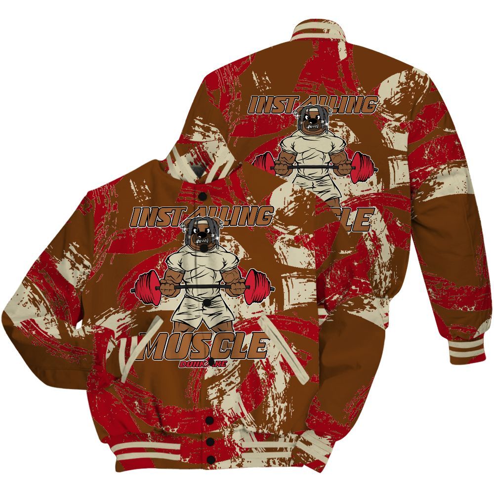 Varsity Jacket To Match Archaeo Brown 5s Shirt - Installing Muscle Bear Circle Slpash All Over Print