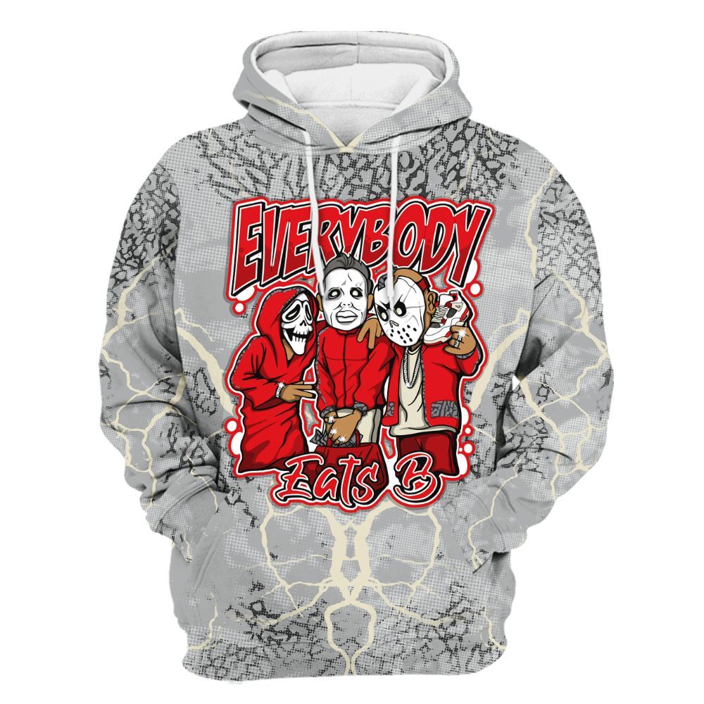 Hoodie To Match Cement Grey 3s - Everybody Eatin B Graphic Halloween All Over Print