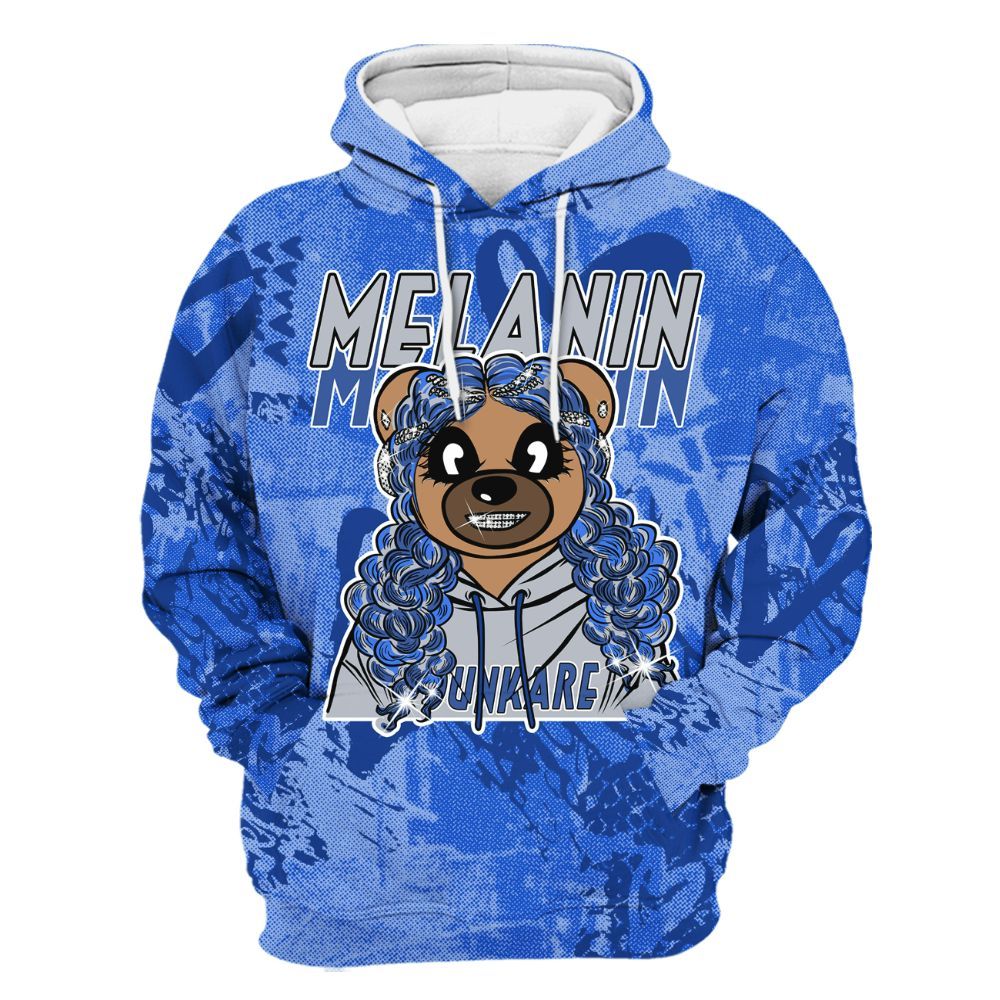Hoodie To Match Air Foamposite One Royal - Pigments Bear Heart Grunge All Over Print