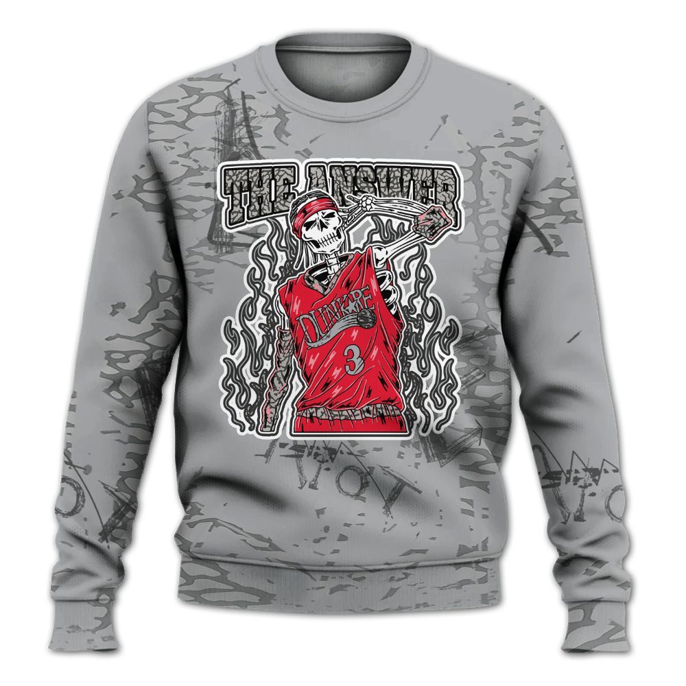 Sweatshirt To Match Black Cement 3s - Allen Answer Skeleton Messyz All Over Print
