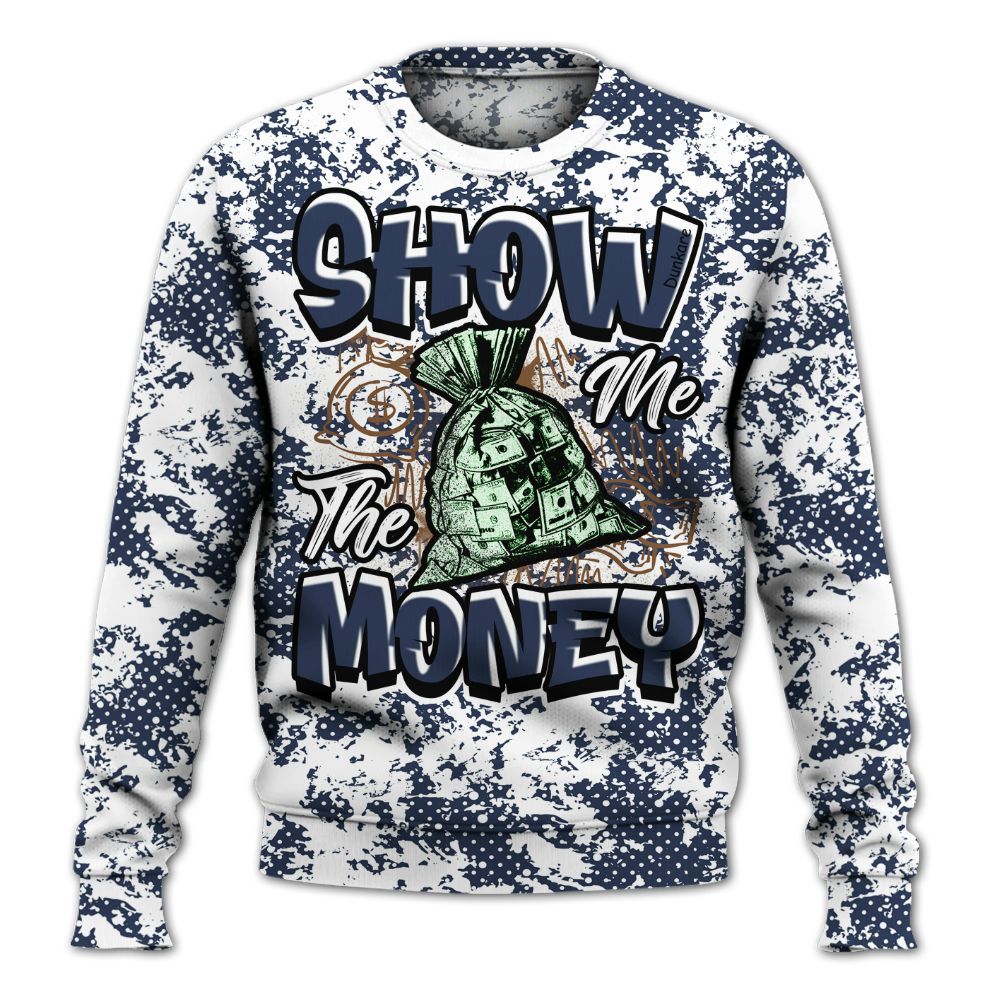 Sweatshirt To Match Midnight Navy 13s - Show Me The Money Retro All Over Print