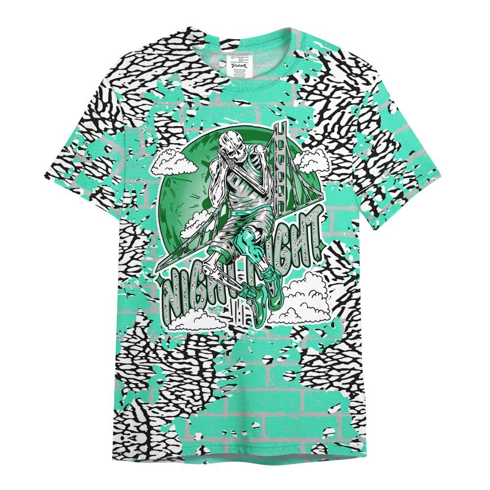 Shirt To Match Black Green Glow 3s - Seeya Skeleton Brick All Over Print