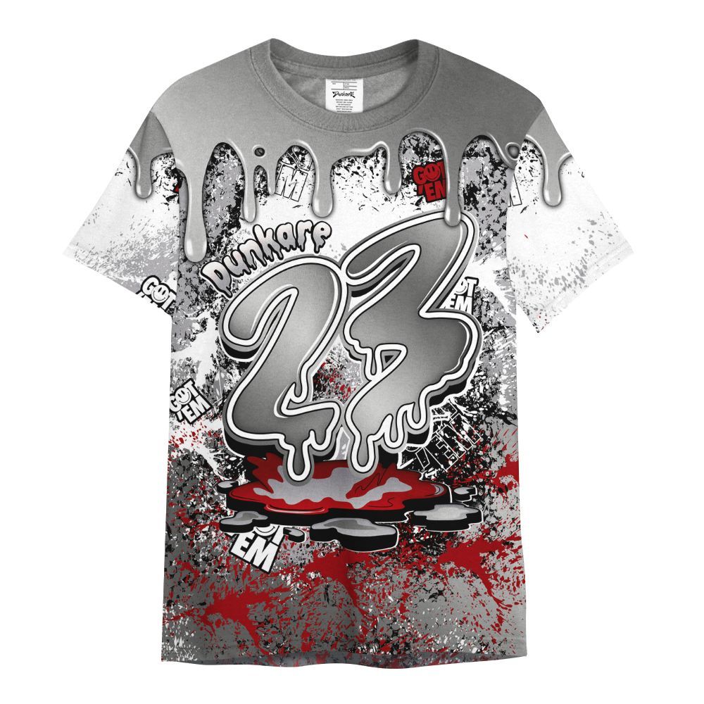 Shirt To Match Metallic Silver 14s - Dripping 23 Drip All Over Print