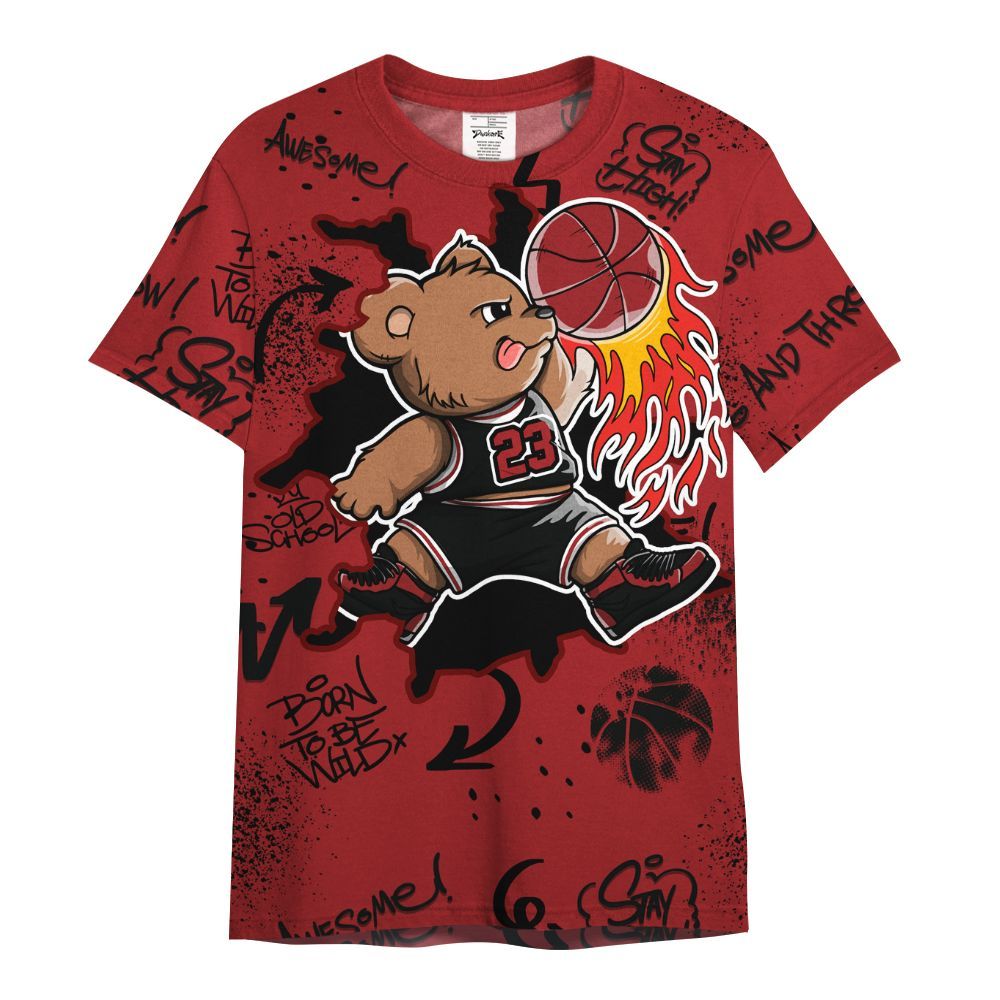 Shirt To Match Alternate Flu Game 12s Shirt - Number 23 Basketball Bear Custom Name All Over Print