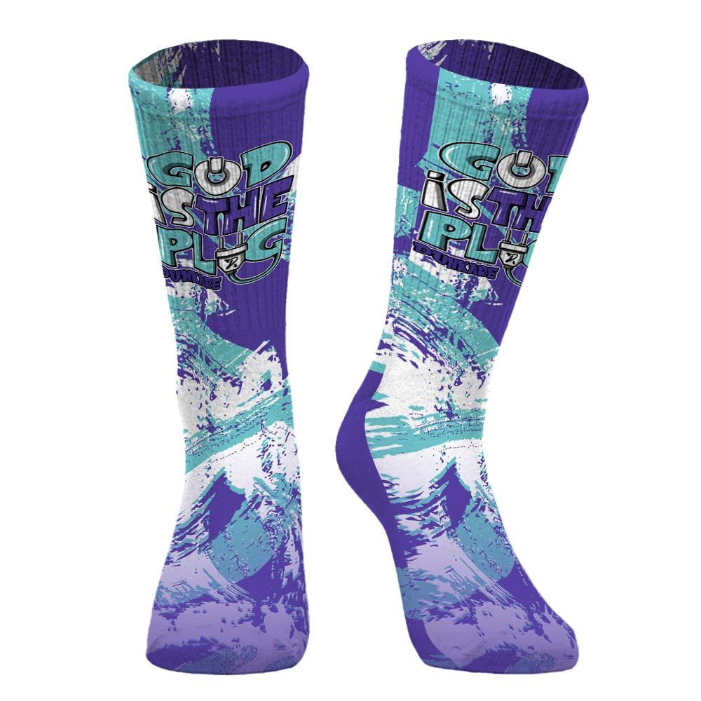 Sock To Match Low Hornets 1s - God Is The Power Cord Circle Splash
