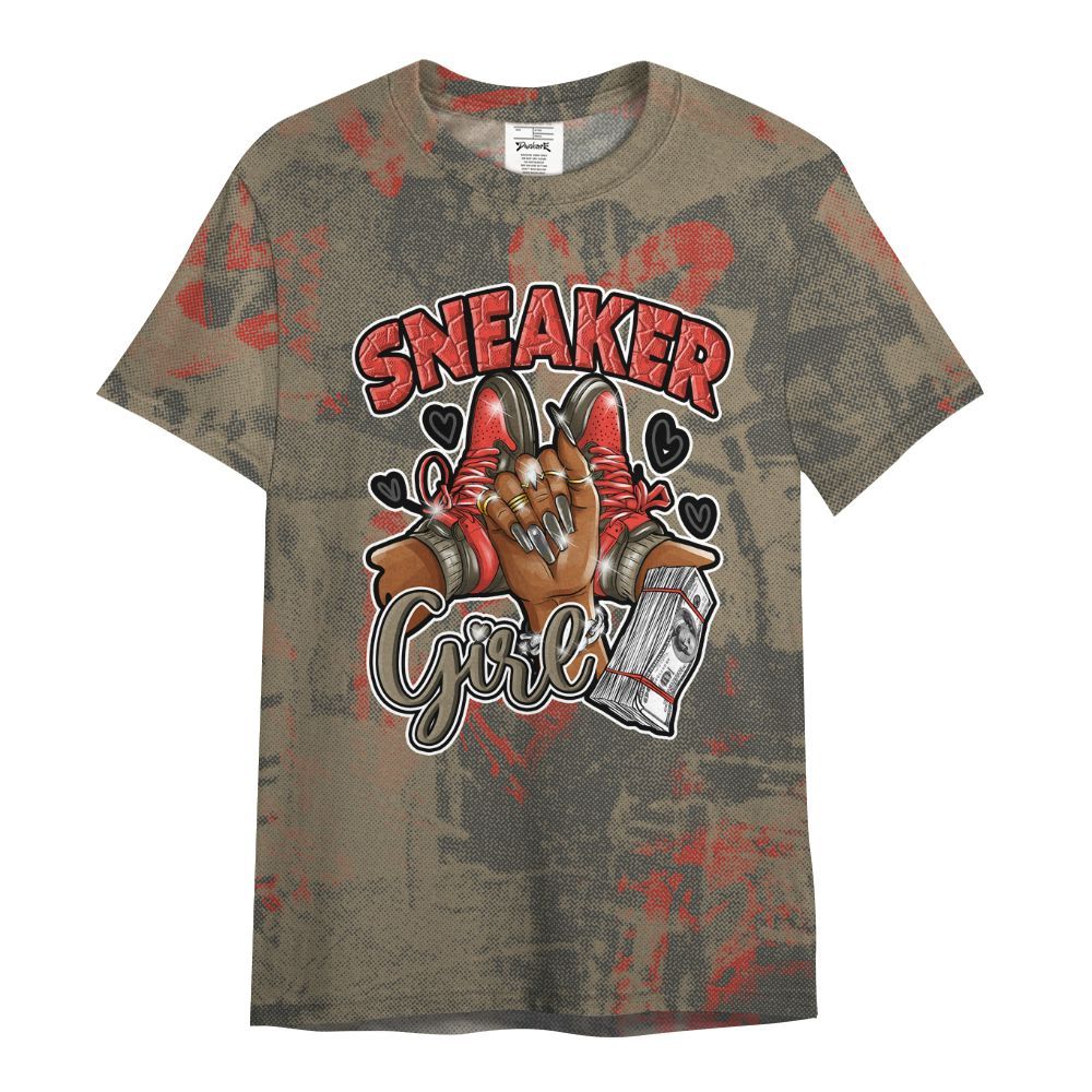 Shirt To Match Olive 9s - Sneakerz Girlz Heart Grunge All Over Print