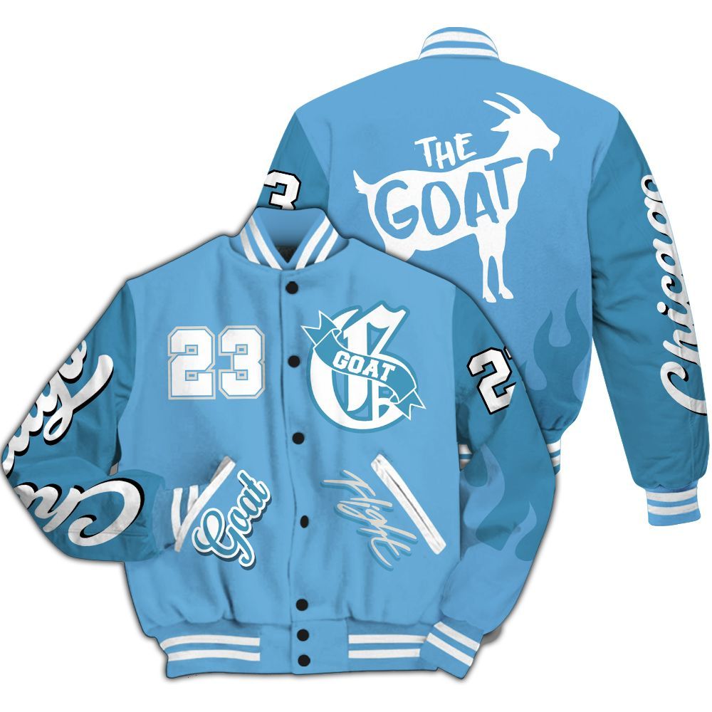 Varsity Jacket To Match SB Dunk Low University Blue - The G.O.A.T Flight Streetwear All Over Print