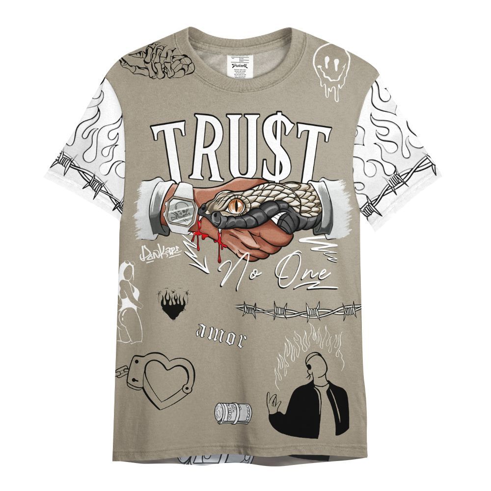 Shirt To Match High OG Khaki 1s - Snake Trust No One All Over Print
