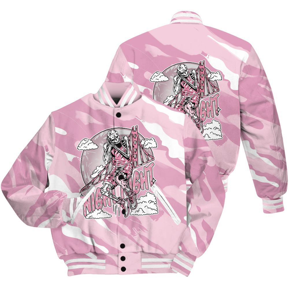 Varsity Jacket To Match Orchid 4s Shirt - Seeya Skeleton Colored All Over Print