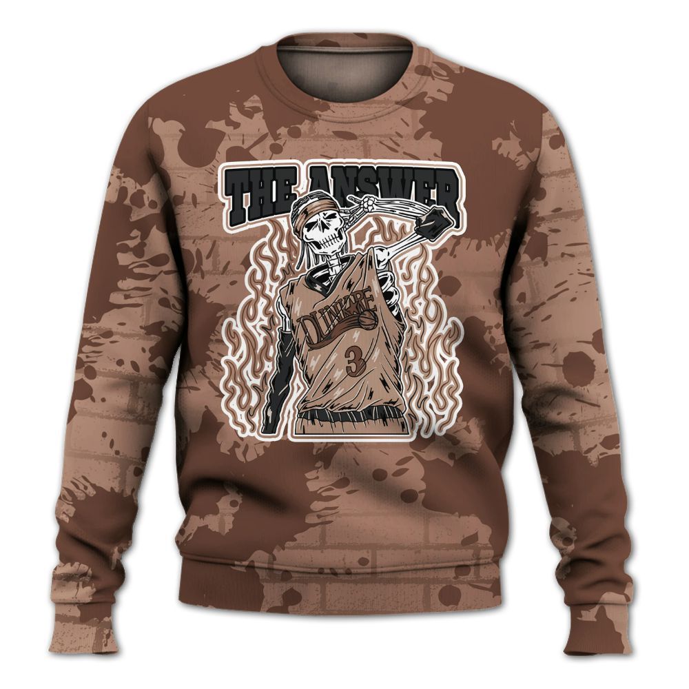 Dunkare KD 4 Christmas Shirt - Allen Answer Skeleton Brick All Over Print Unisex Sweatshirt