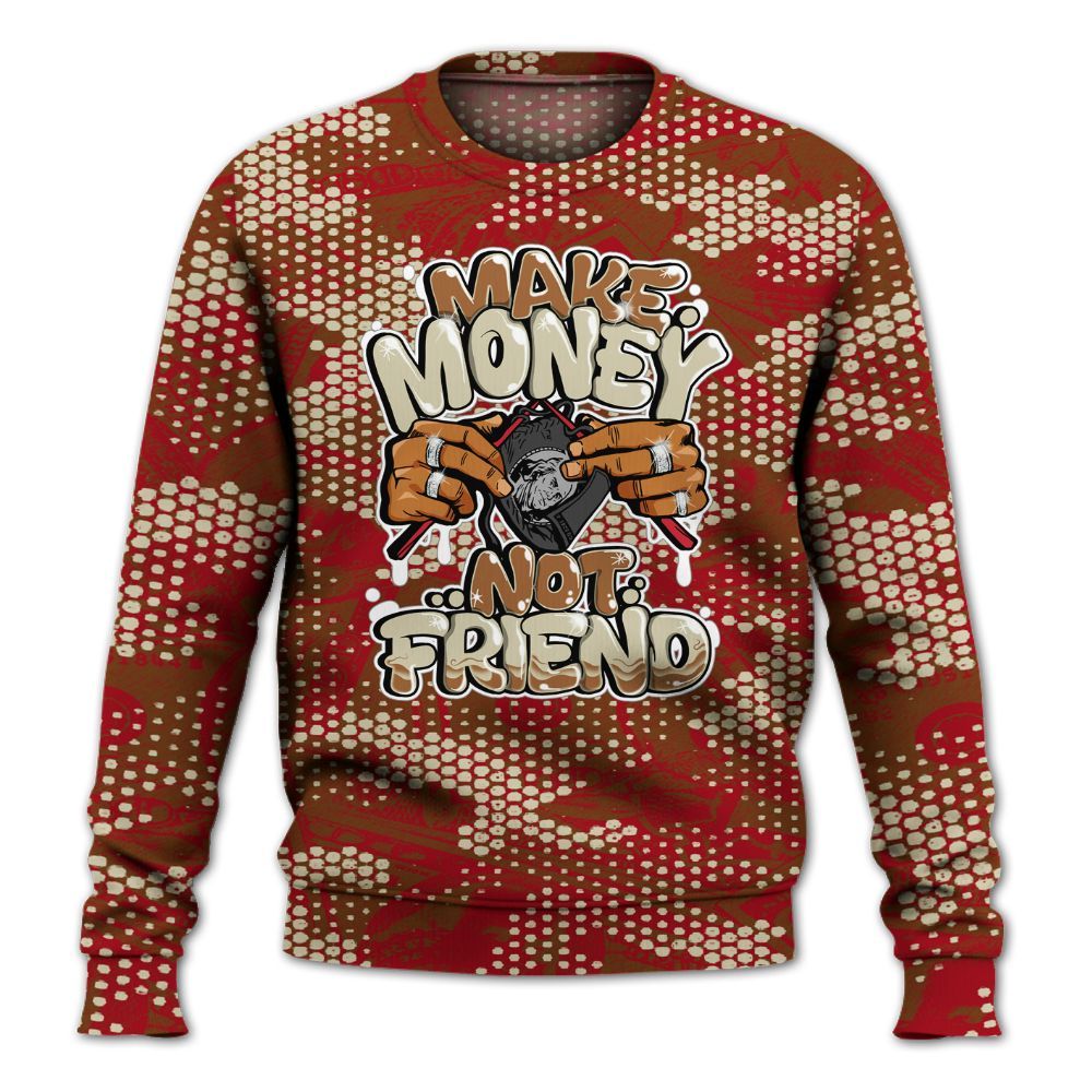 Sweatshirt To Match Archaeo Brown 5s - Make Moneys Not Friend Graphic Banknotes All Over Print