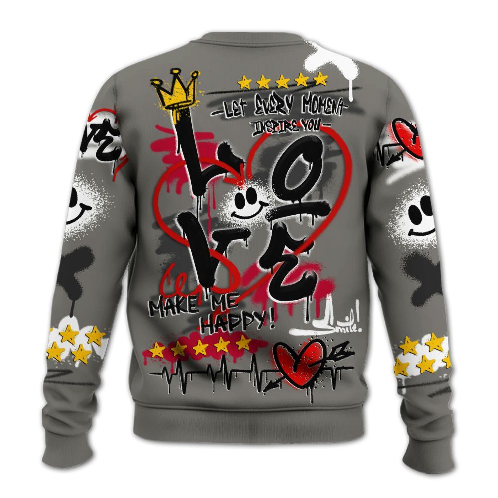 Sweatshirt To Match Shadow 2025 10s Shirt, Happy Love Beats Graffiti Streetwear All Over Print