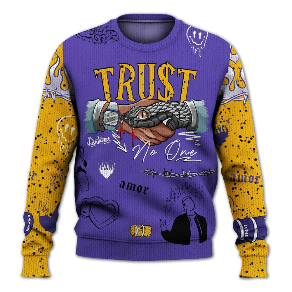 Sweater To Match Imperial Purple 4s - Snake Trust No One Graphic