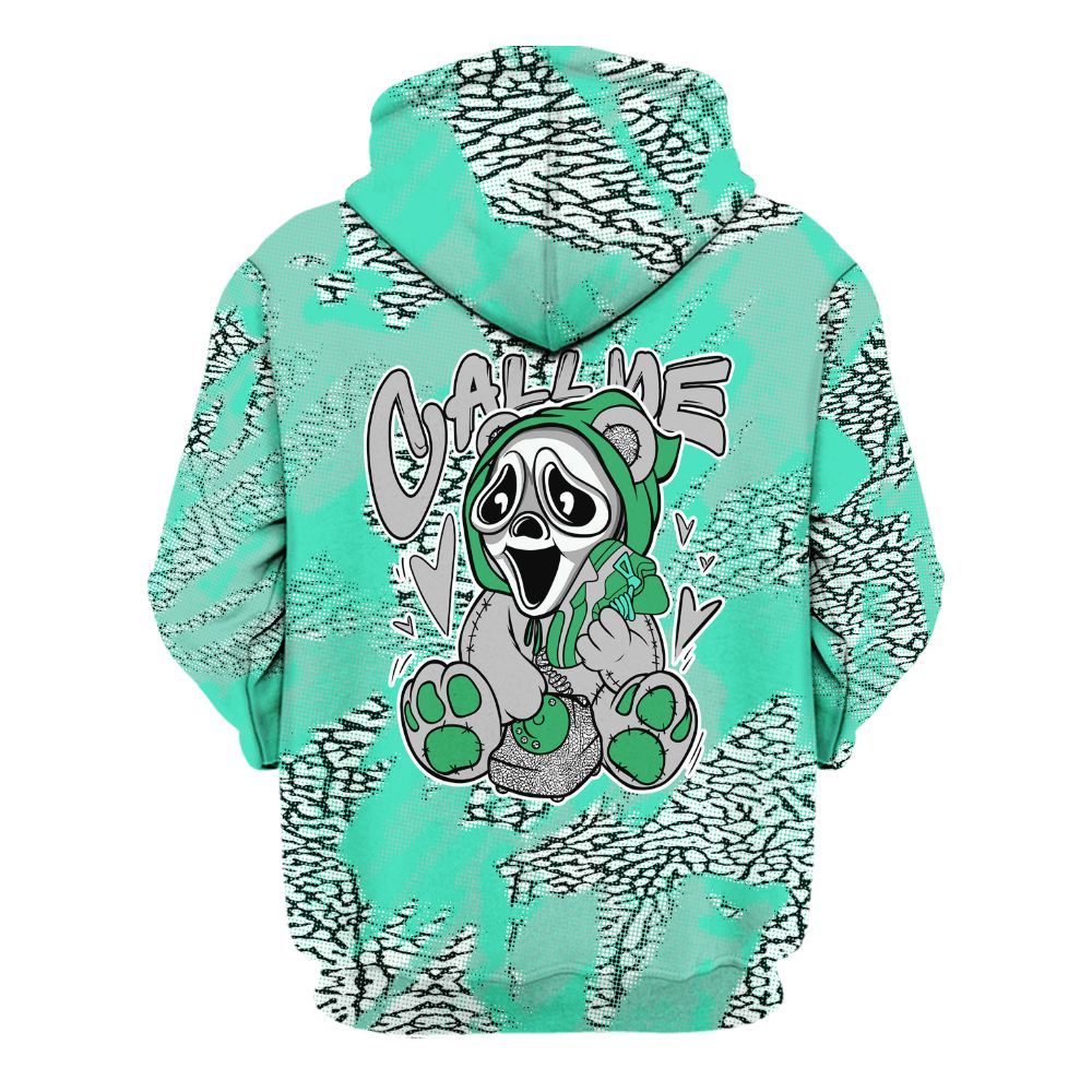 Hoodie To Match Black Green Glow 3s - Call Me Bear Abstract Halftone All Over Print