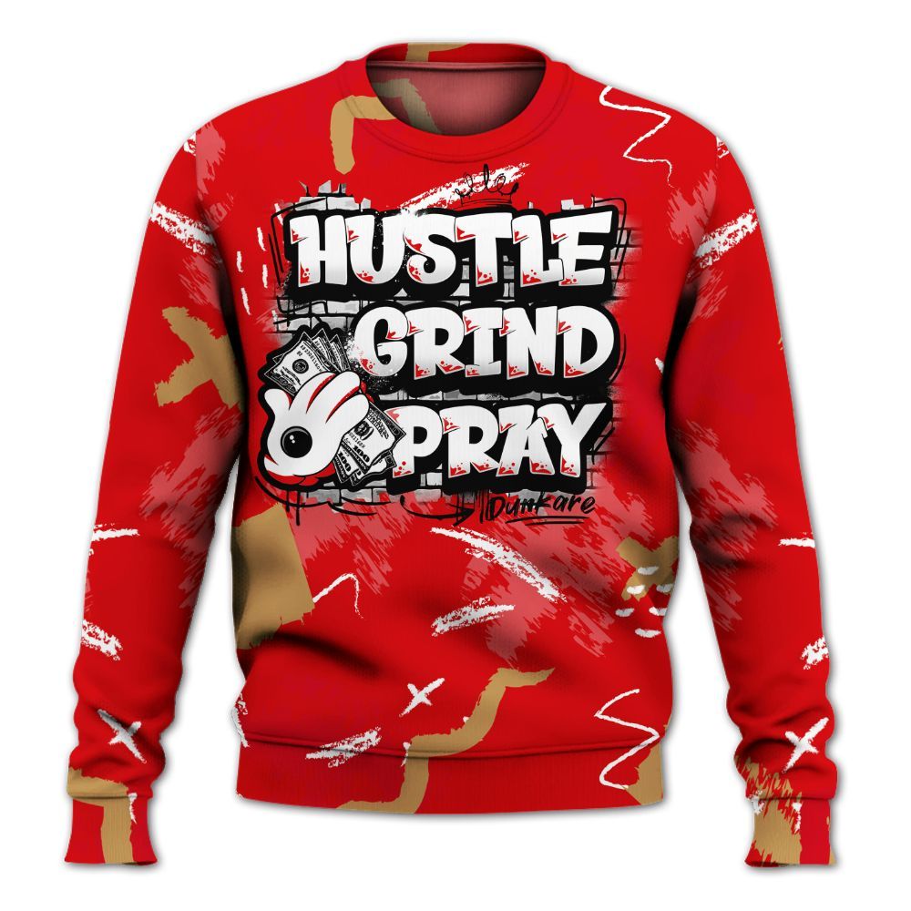 Sweatshirt To Match Kobe 5 Red Year Of The Mamba - Hustle Grind Pray Retro All Over Print