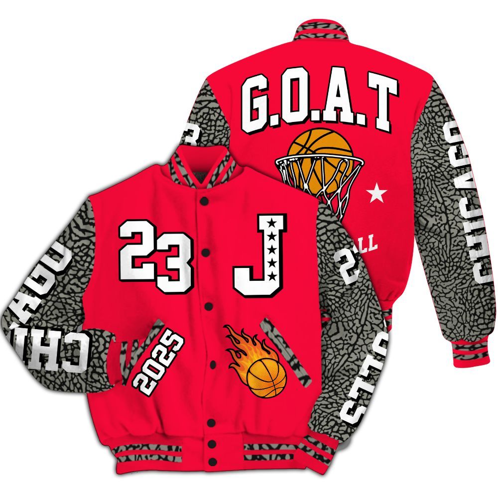 Varsity Jacket To Match Retro Fire Red 3s - Chicago 23 Basketball All Over Print