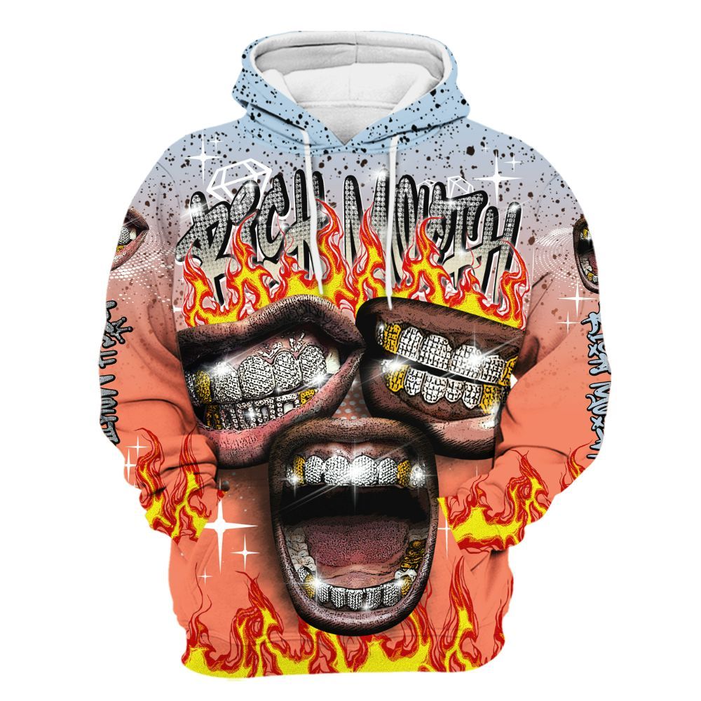 Hoodie To Match DJ Khaled Crimson Bliss 5s - Rich Mouth Fire Rap Retro 90s All Over Print