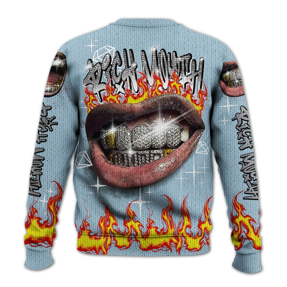 Knitted Sweater To Match Chambray 7s - Rich Mouth Fire Rap Retro 90s
