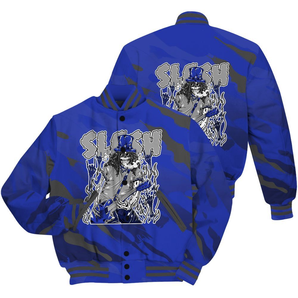 Varsity Jacket To Match Air Max Plus Black Racer Blue Shirt - Slash Skeleton Colored All Over Print