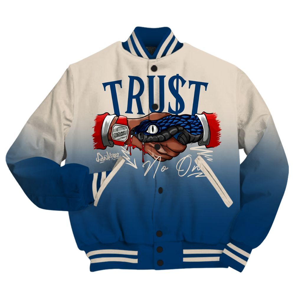 Varsity Jacket To Match Retro Rare Air 11s - Trust No One Drip All Over Print