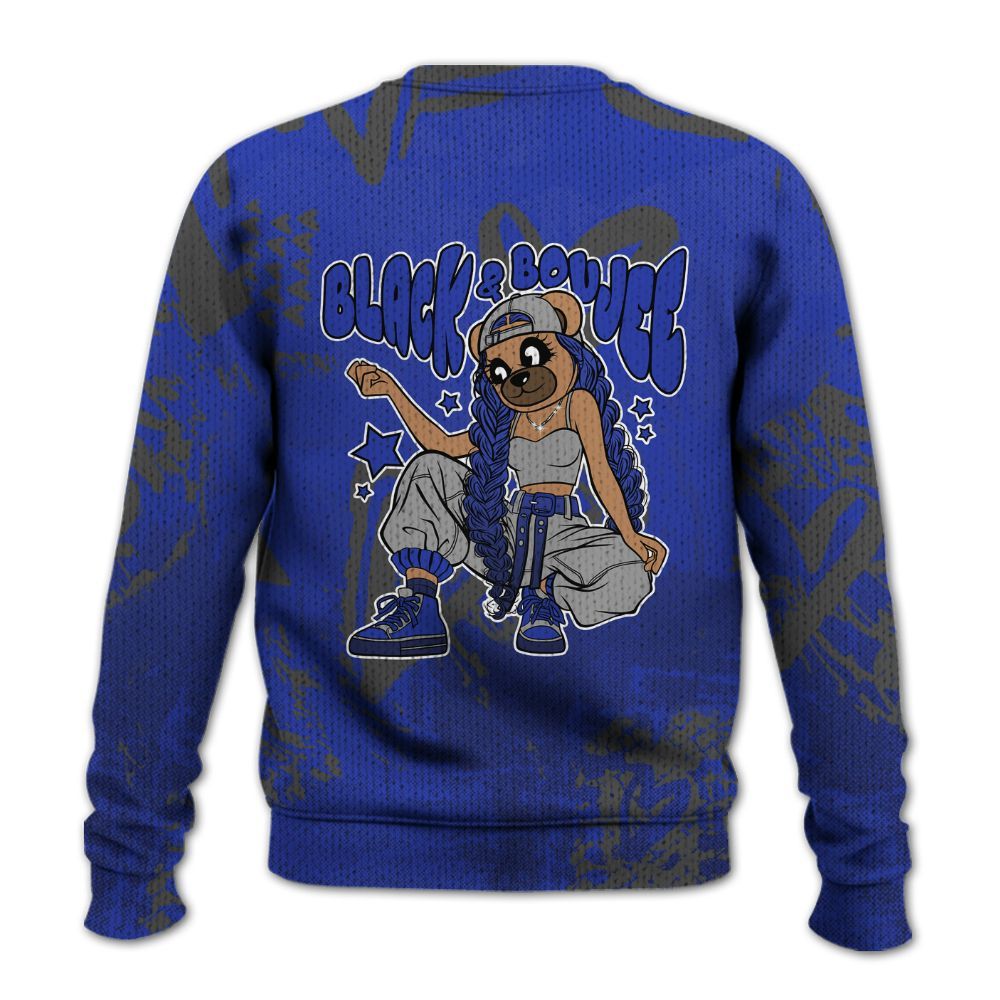 Knitted Sweater To Match Air Max Plus Black Racer Blue - Boujee Girls Bear Heart Grunge